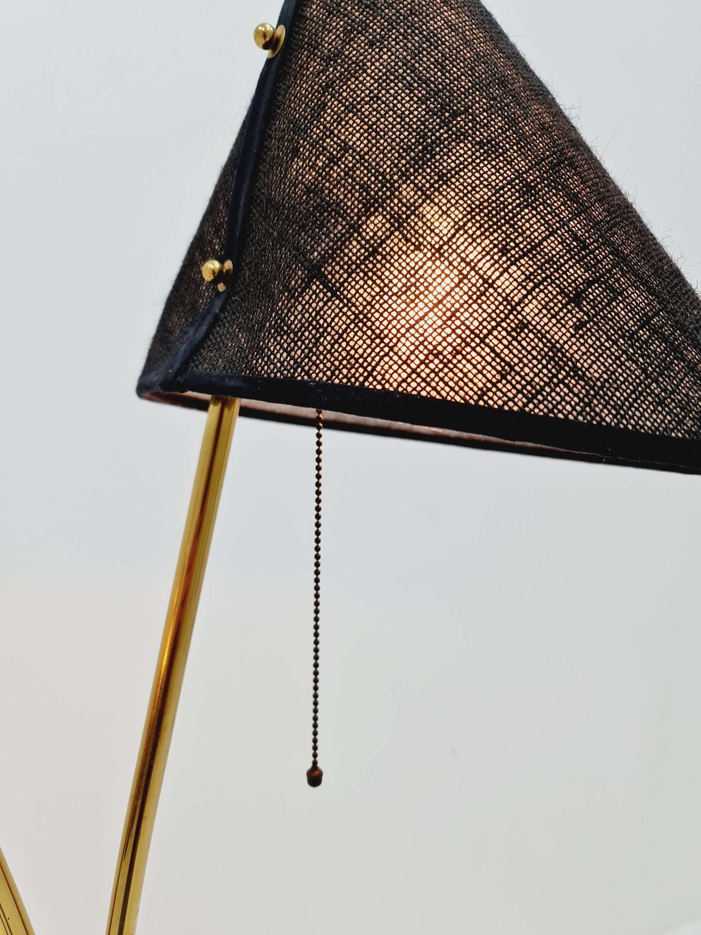 German Modern three flex arms brass floor lamp, tütenlampe, 1950s