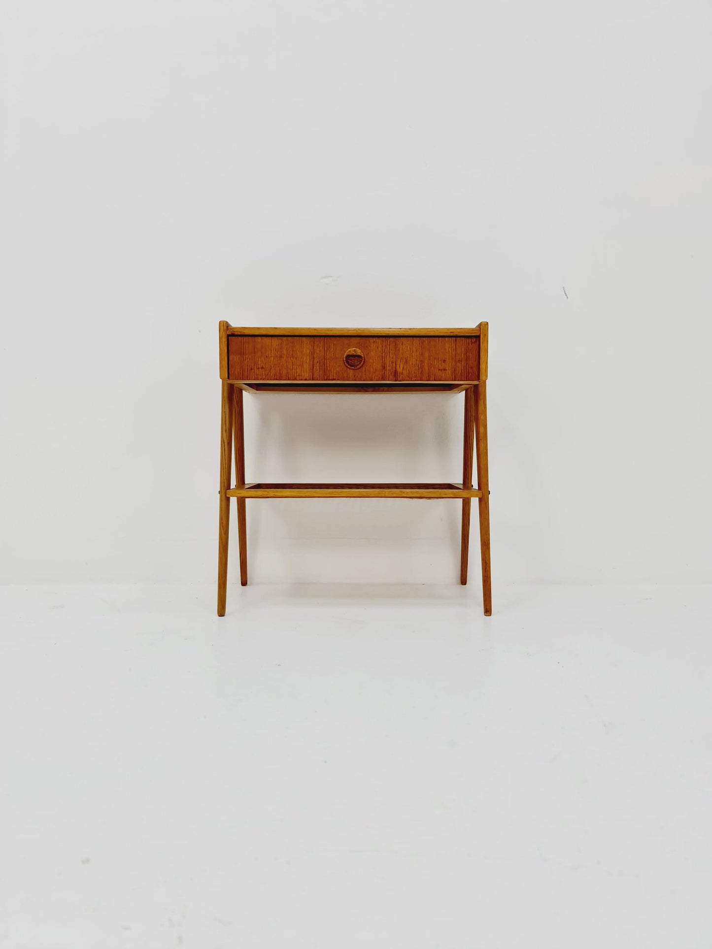 Danish Midcentury Side table/ Bedside table/ Night stand rattan and teak,