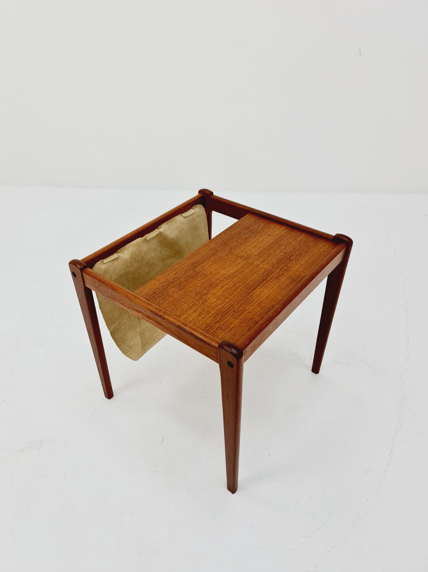 Danish Mid century solid teak Side table magazine rack by Brdr.Furbo For spottrup , 1960s