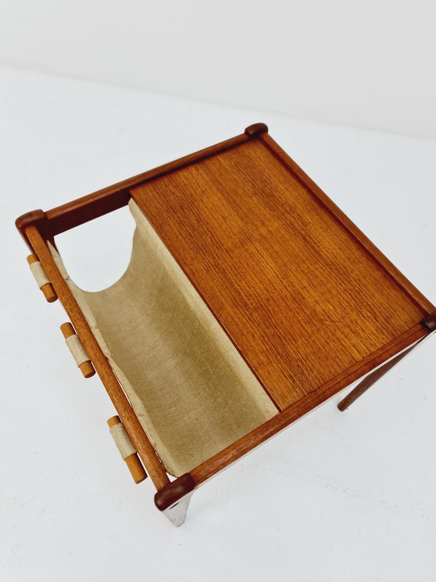 Danish Mid century solid teak Side table magazine rack by Brdr.Furbo For spottrup , 1960s
