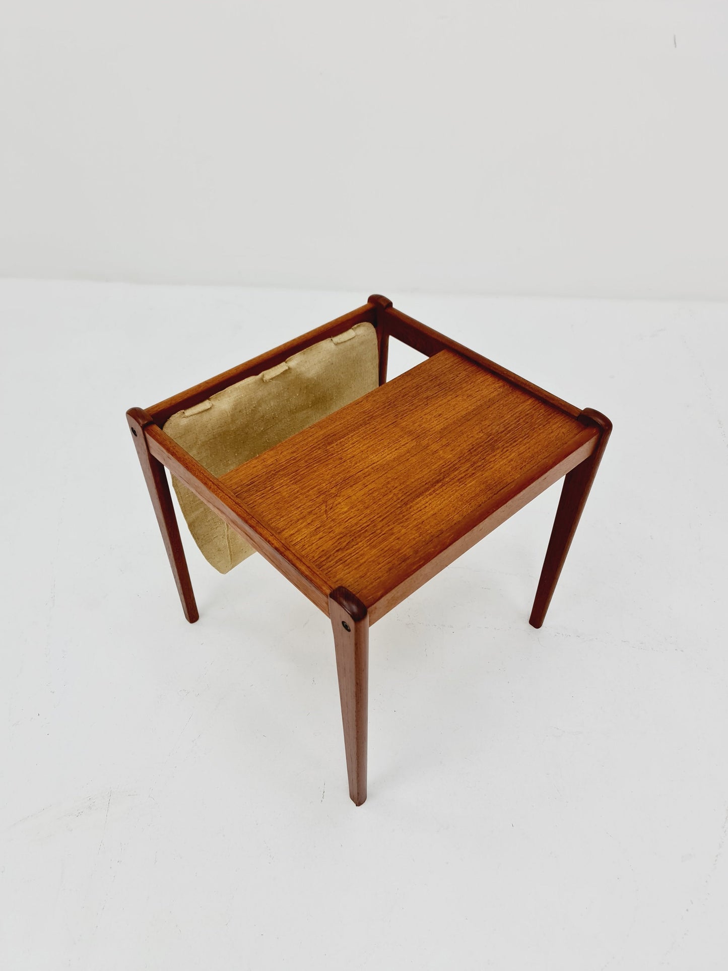 Danish Mid century solid teak Side table magazine rack by Brdr.Furbo For spottrup , 1960s