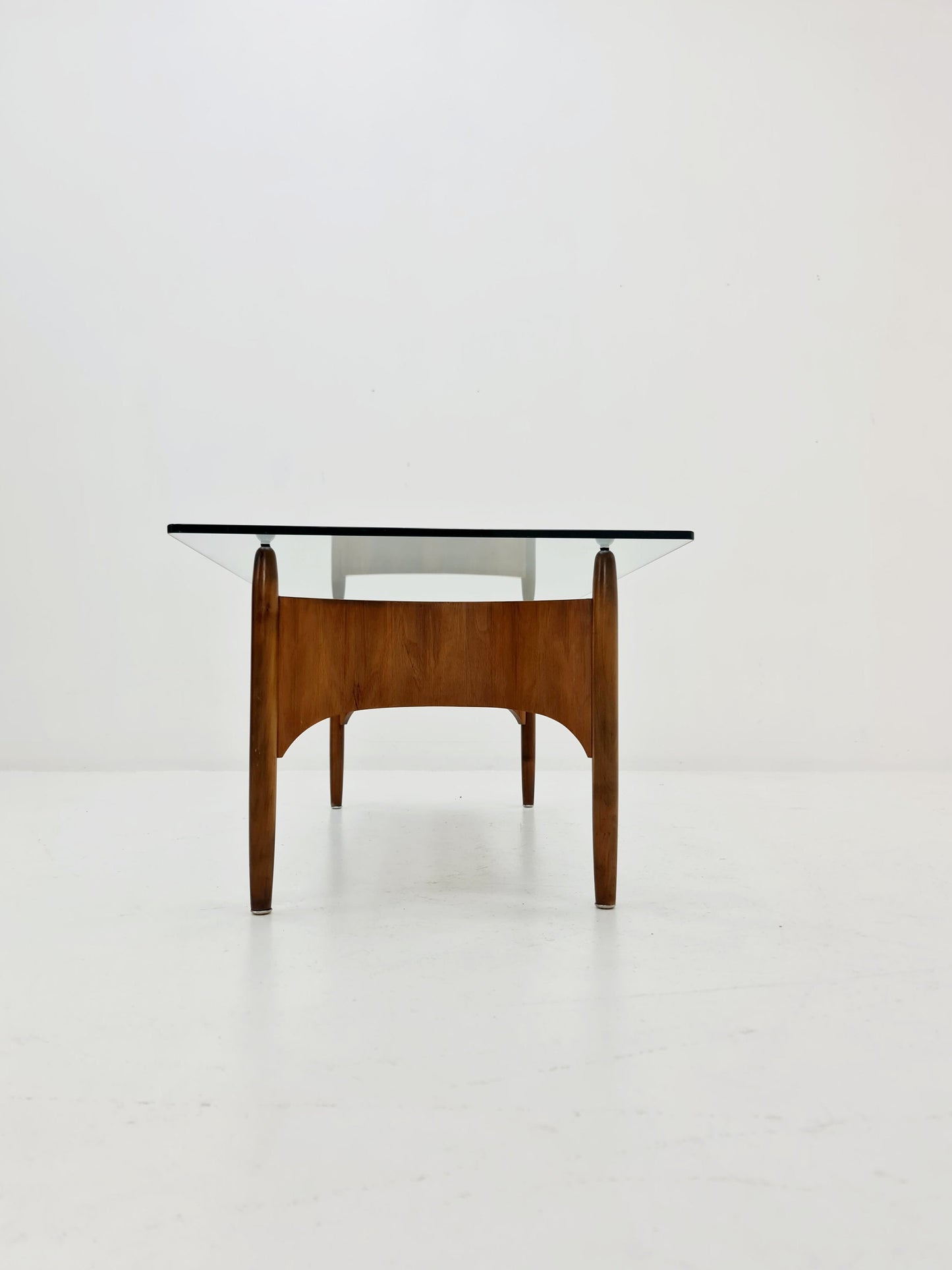 Vintage walnut and glass coffee table attributed to Sven Ellekaer, 1960s