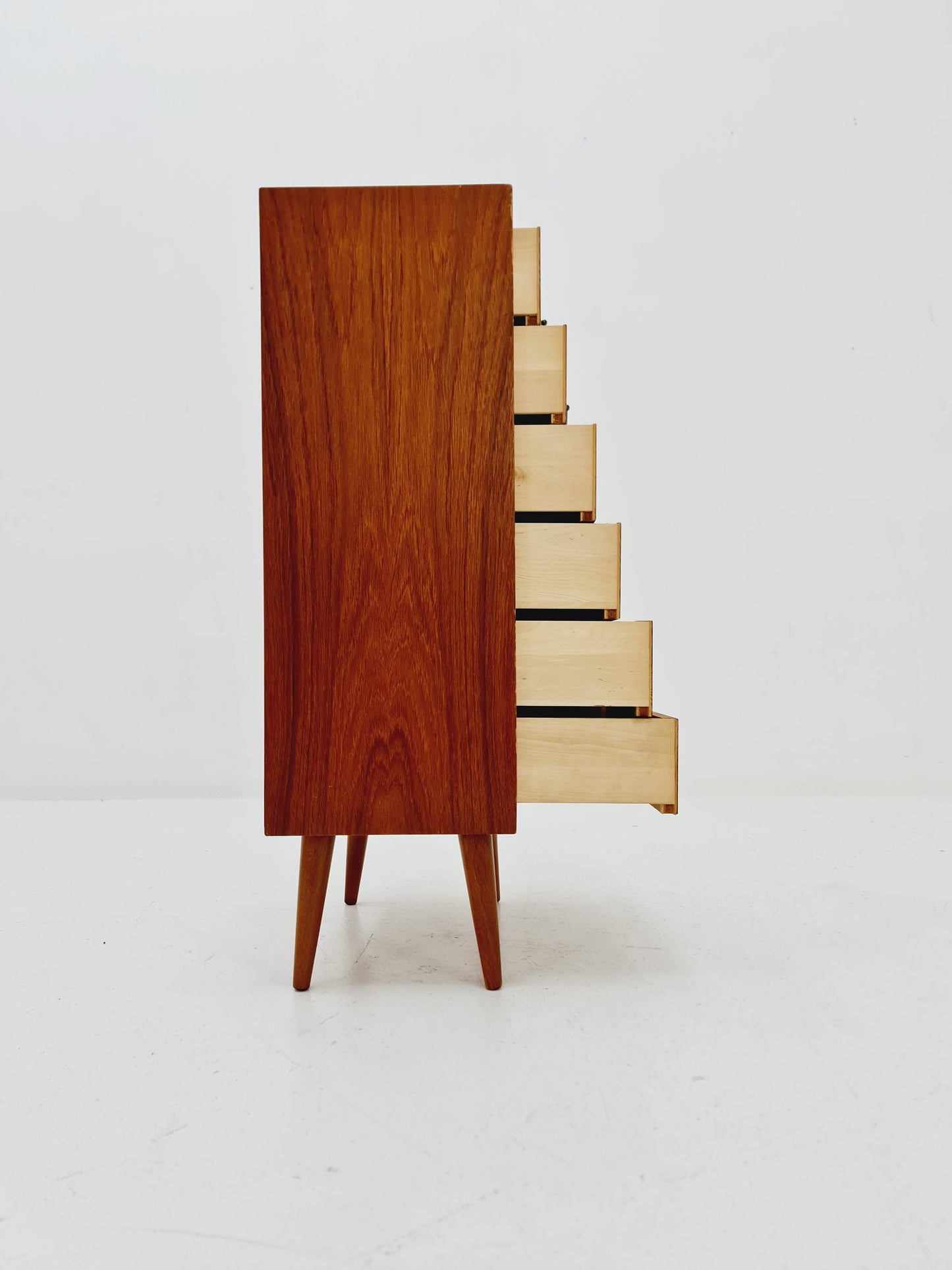 Small Midcentury Danish teak chest of drawers /tallboy /6 drawers cabinet, 1960s