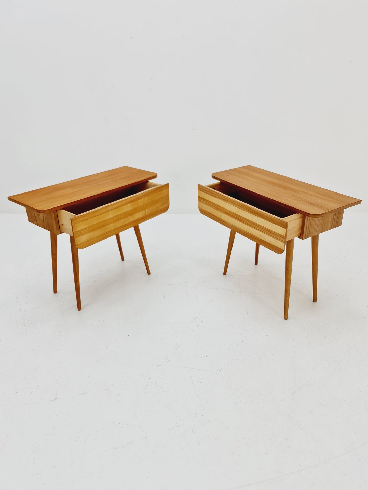 German Mid century beech nightstands/ bedside tables by Verralux, 1960s
