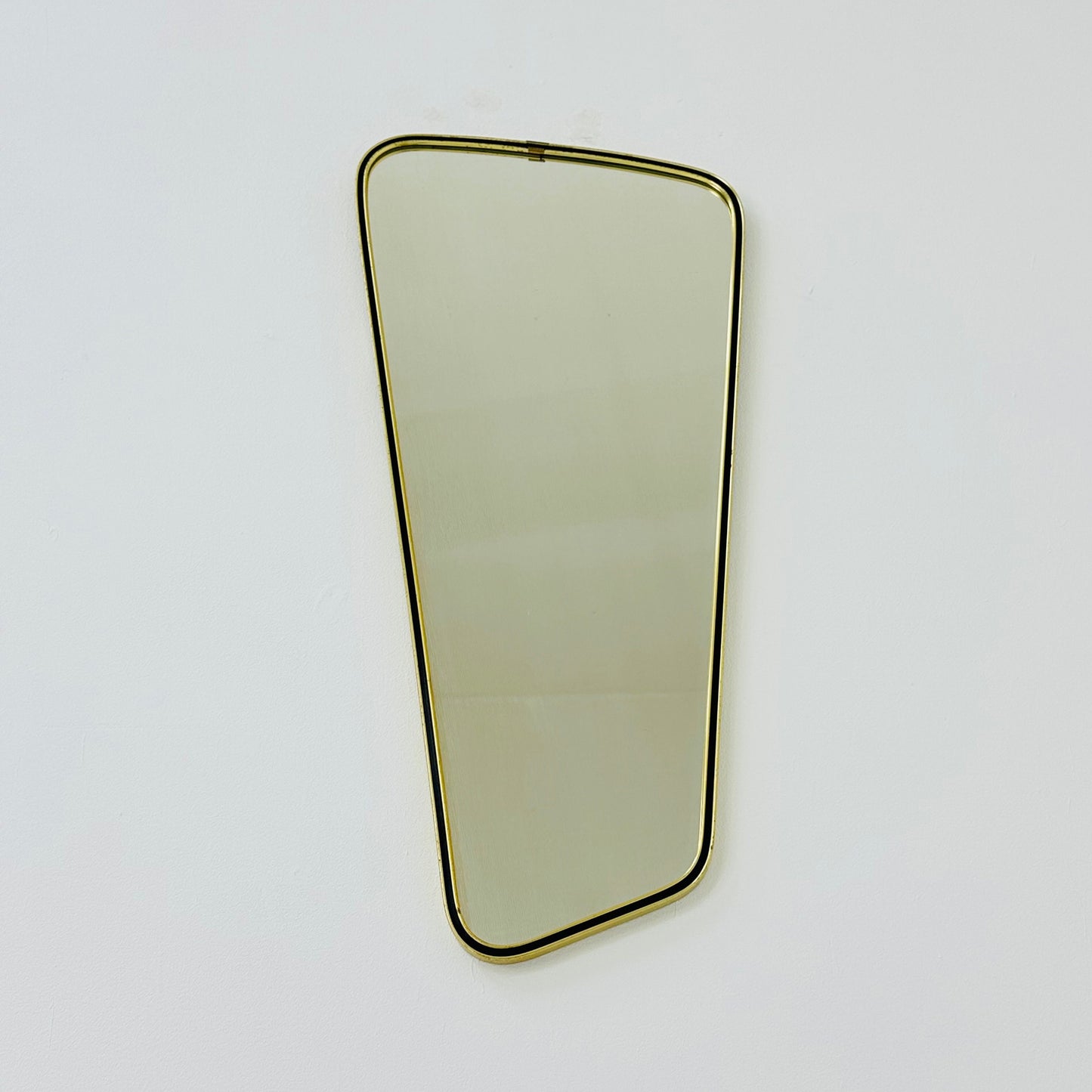 Mid century wall mirror brass framed with black edging 1950s