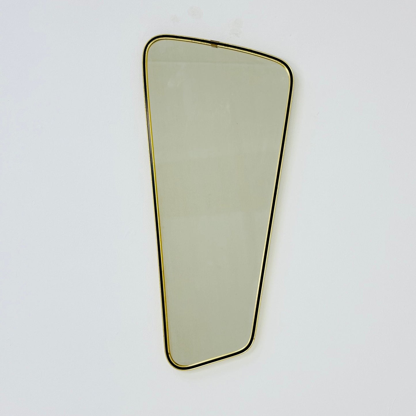 Mid century wall mirror brass framed with black edging 1950s
