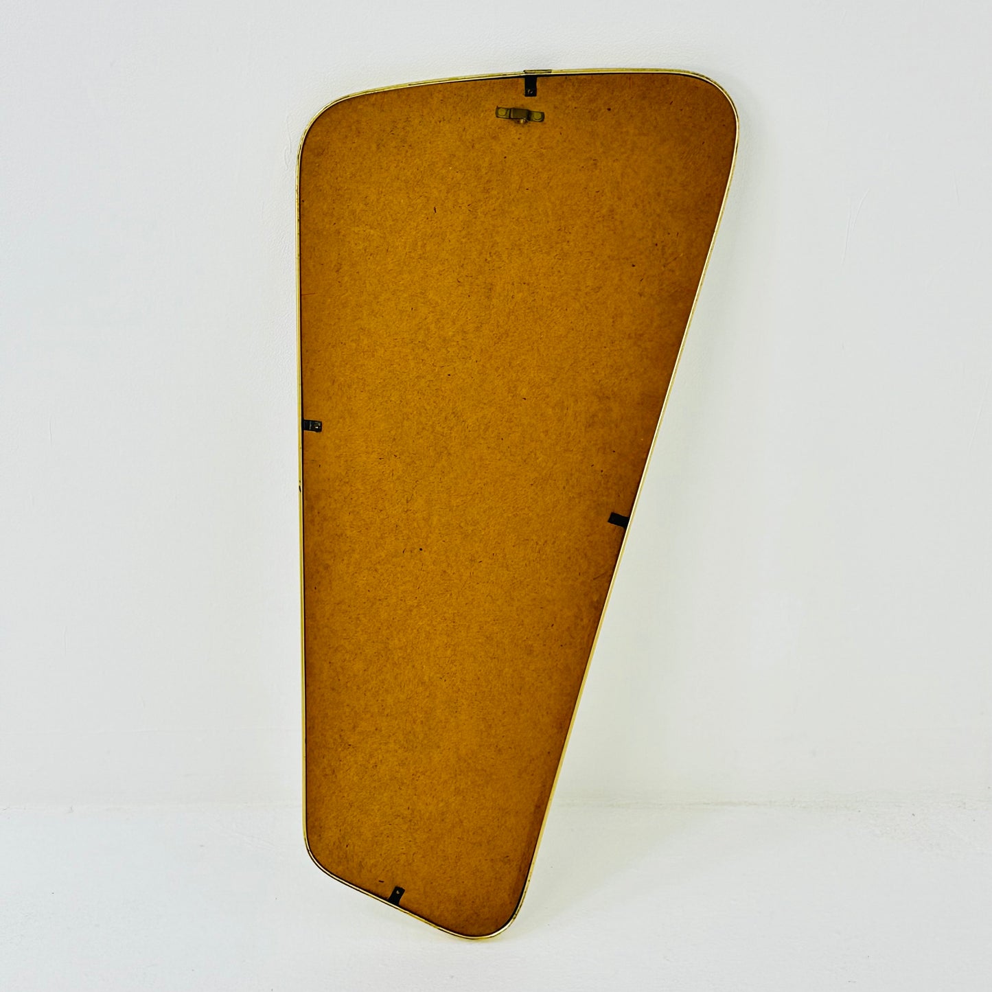 Mid century wall mirror brass framed with black edging 1950s