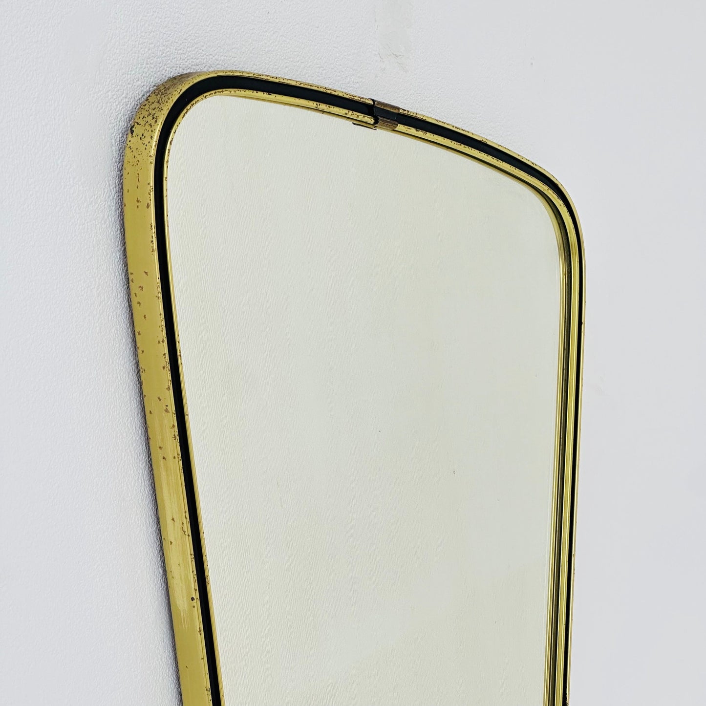 Mid century wall mirror brass framed with black edging 1950s