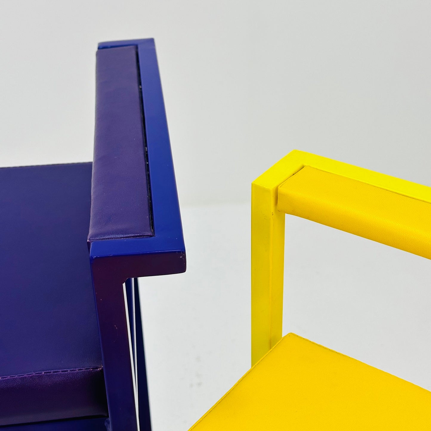 set of 2 Space age bar stools in purple and yellow 1970s