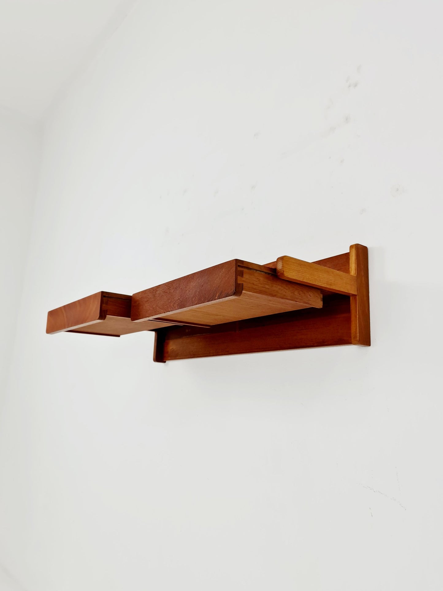 Long Danish solid Teak hanging shelfwith 2 drawers By Aksel kjersgaard , 1960s
