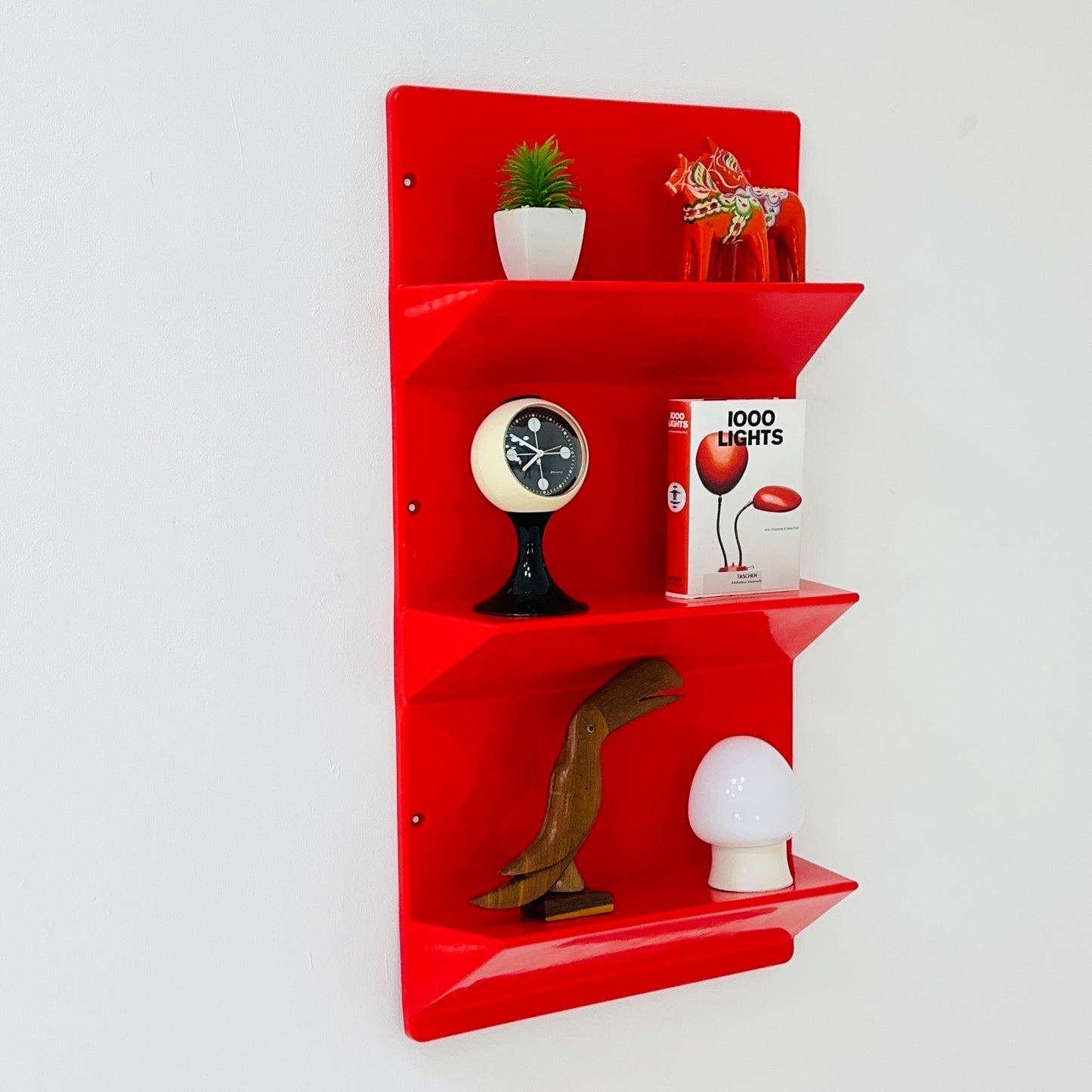 Space age Ikea red ‘Kämpe’ wall shelf 1970s