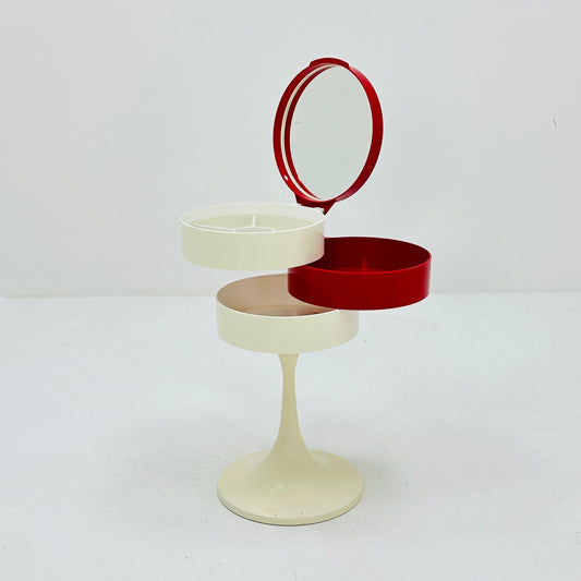 Space age tulip red & white make up box /dressing table 1970s