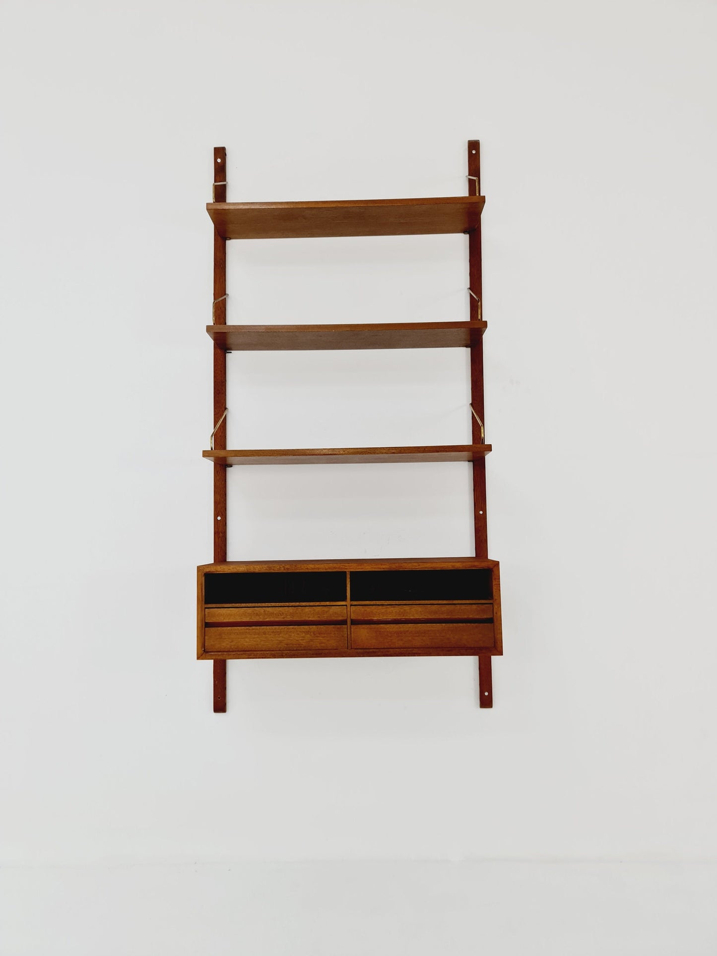 Midcentury Danish walnut Wall-Mounted Shelving Unit, by Royal for Poul Cadovius, 1960s