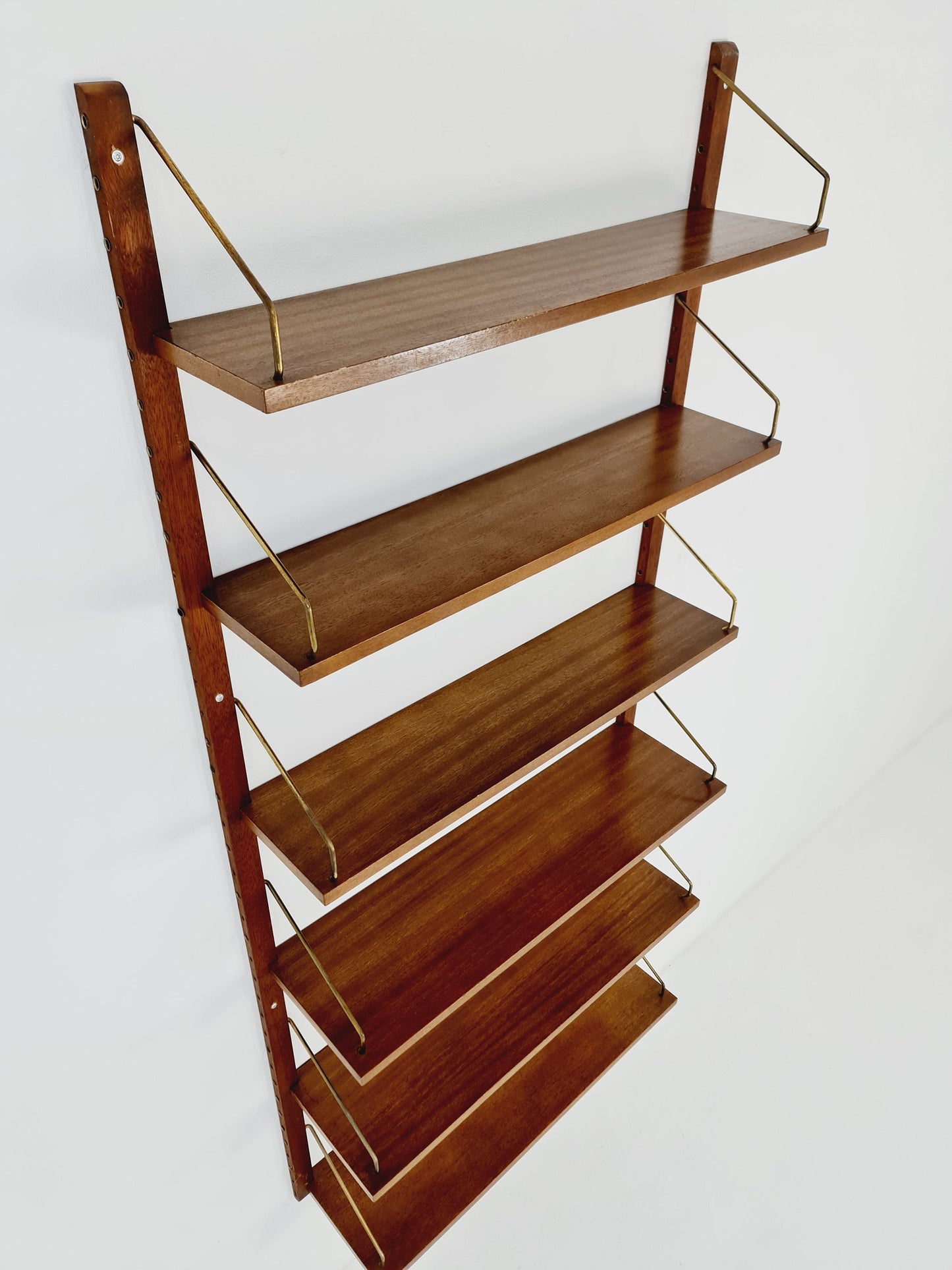 Midcentury Danish walnut Wall-Mounted Shelving Unit, by Royal for Poul Cadovius, 1960s