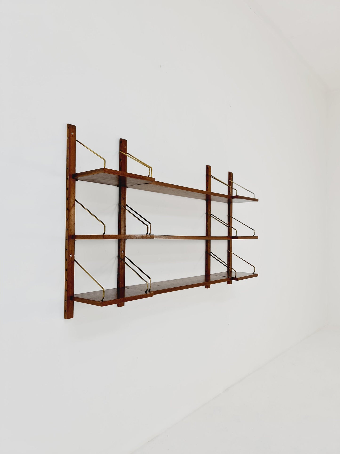 Midcentury Danish walnut Wall-Mounted Shelving Unit, by Royal for Poul Cadovius, 1960s