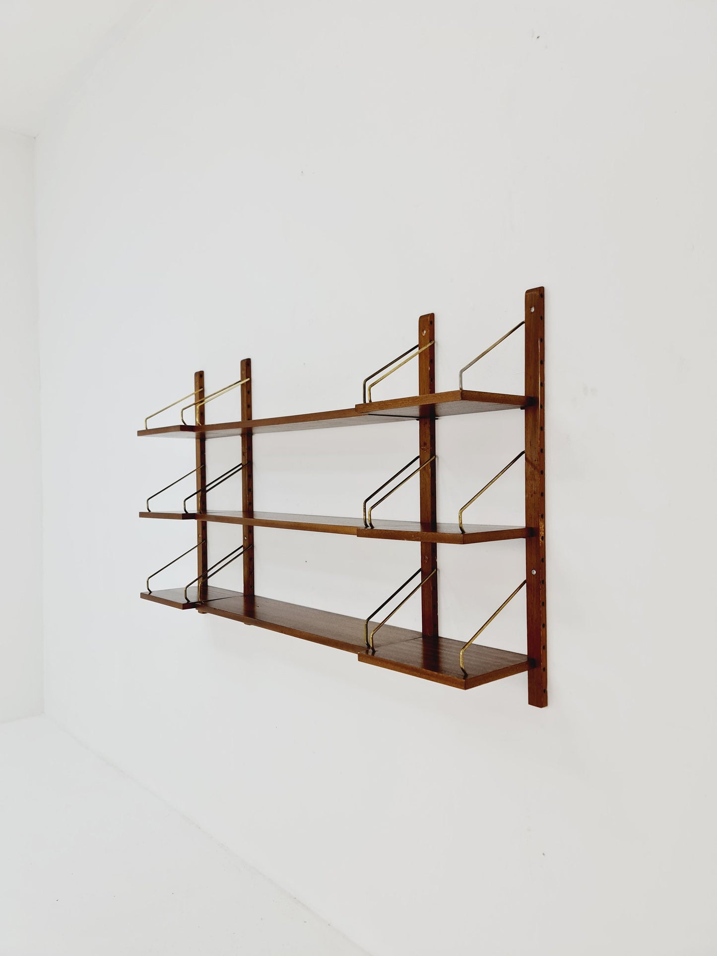 Midcentury Danish walnut Wall-Mounted Shelving Unit, by Royal for Poul Cadovius, 1960s