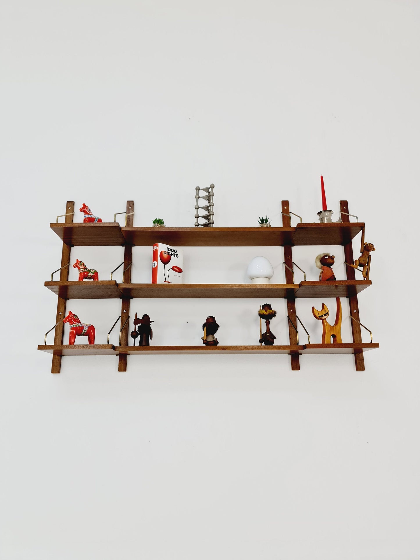 Midcentury Danish walnut Wall-Mounted Shelving Unit, by Royal for Poul Cadovius, 1960s