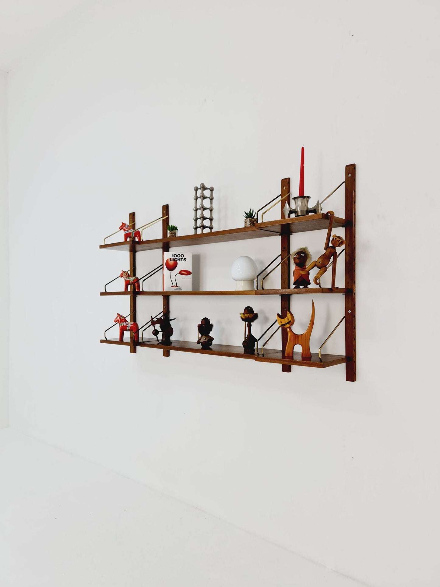 Midcentury Danish walnut Wall-Mounted Shelving Unit, by Royal for Poul Cadovius, 1960s