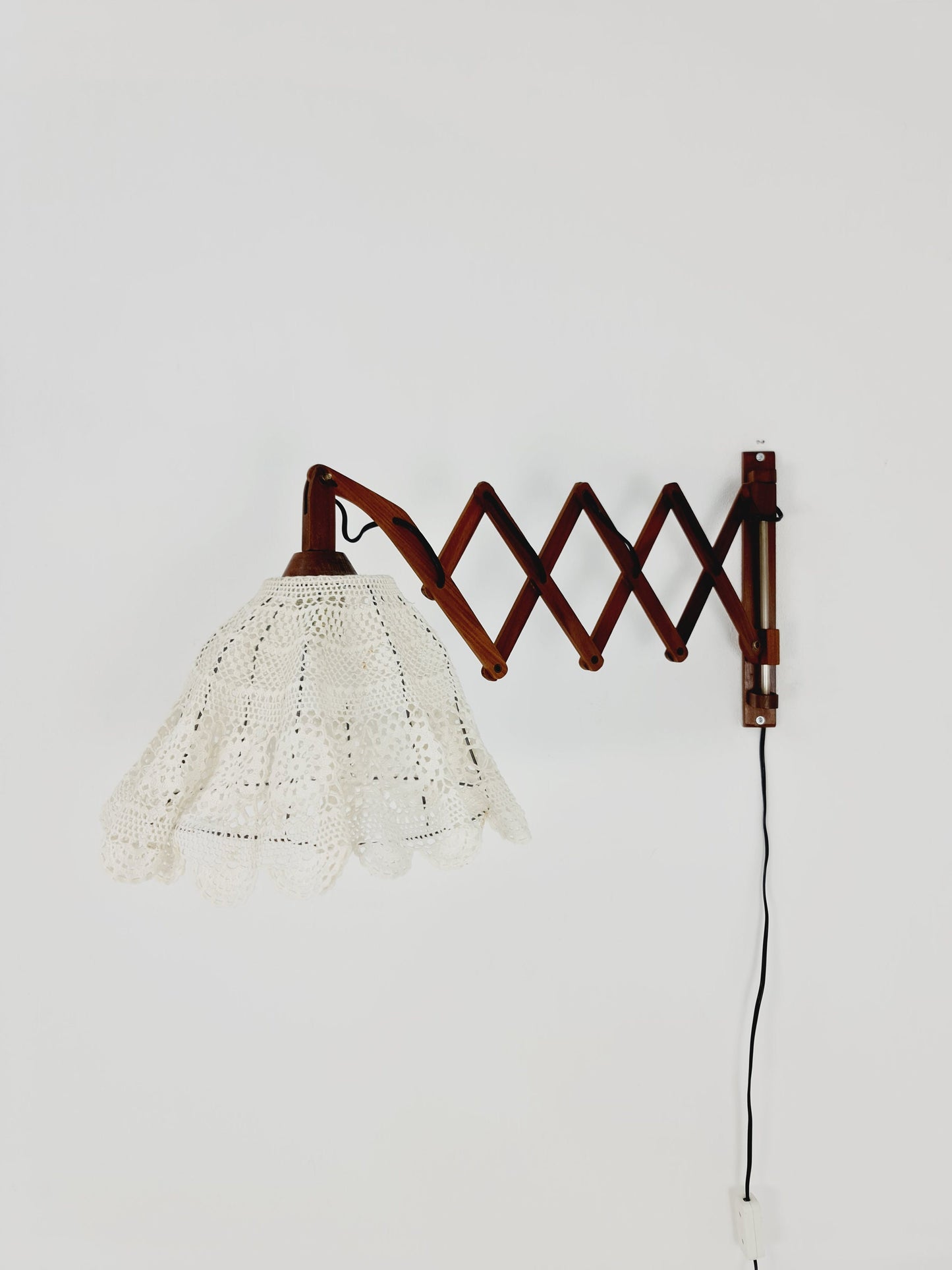 Swdish teak vintage sax wall lamp, 1960s