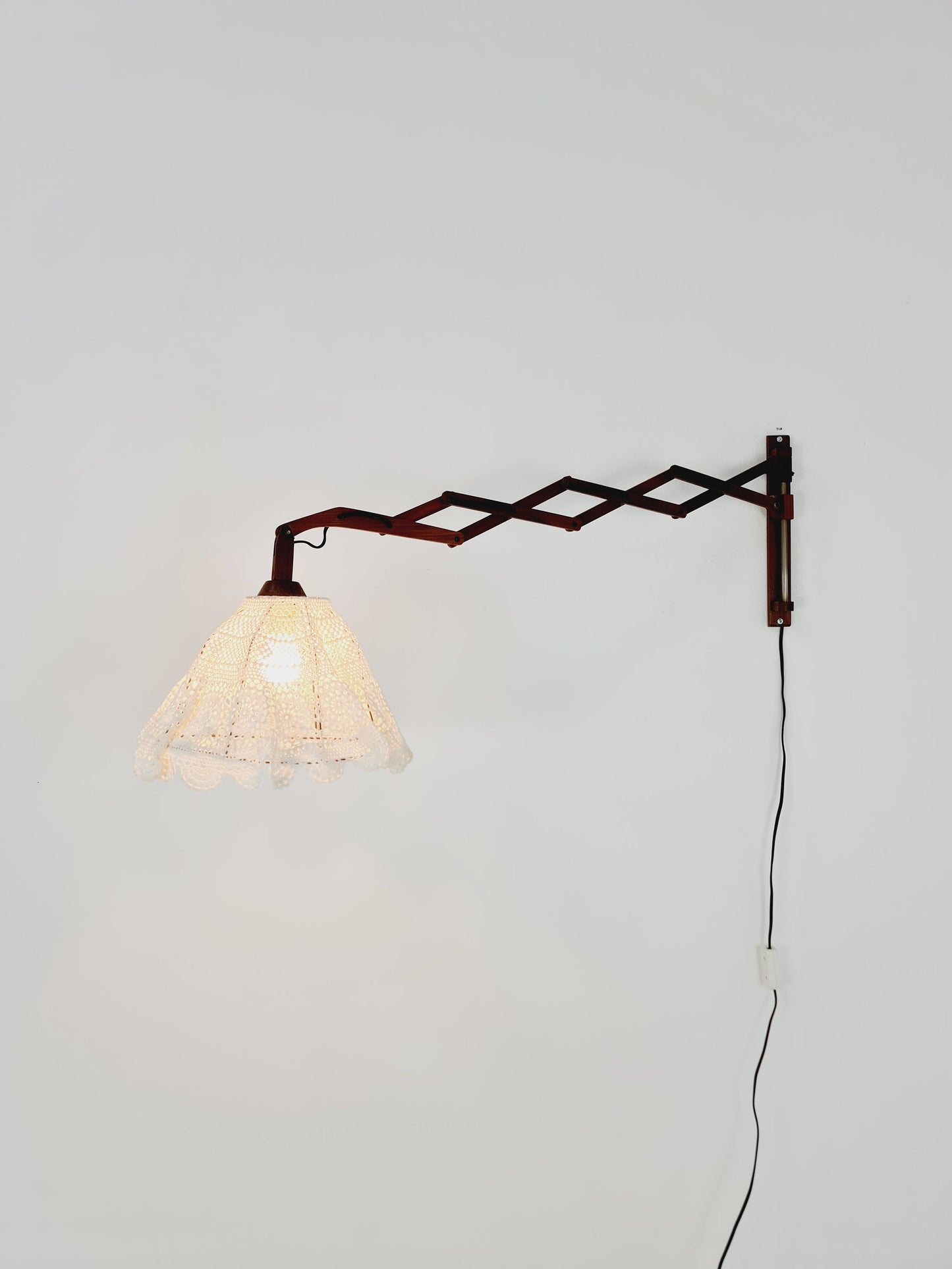 Swdish teak vintage sax wall lamp, 1960s