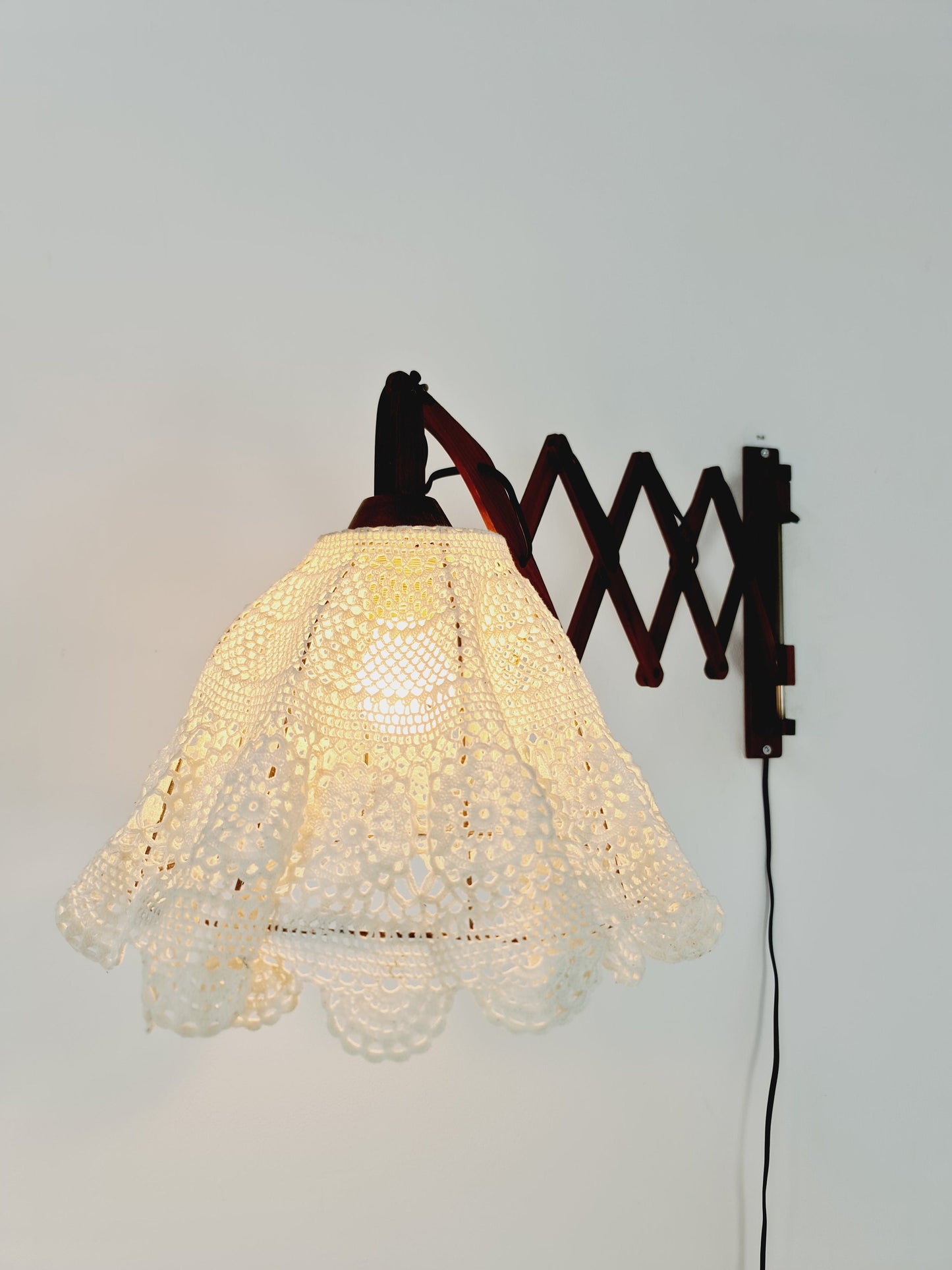 Swdish teak vintage sax wall lamp, 1960s