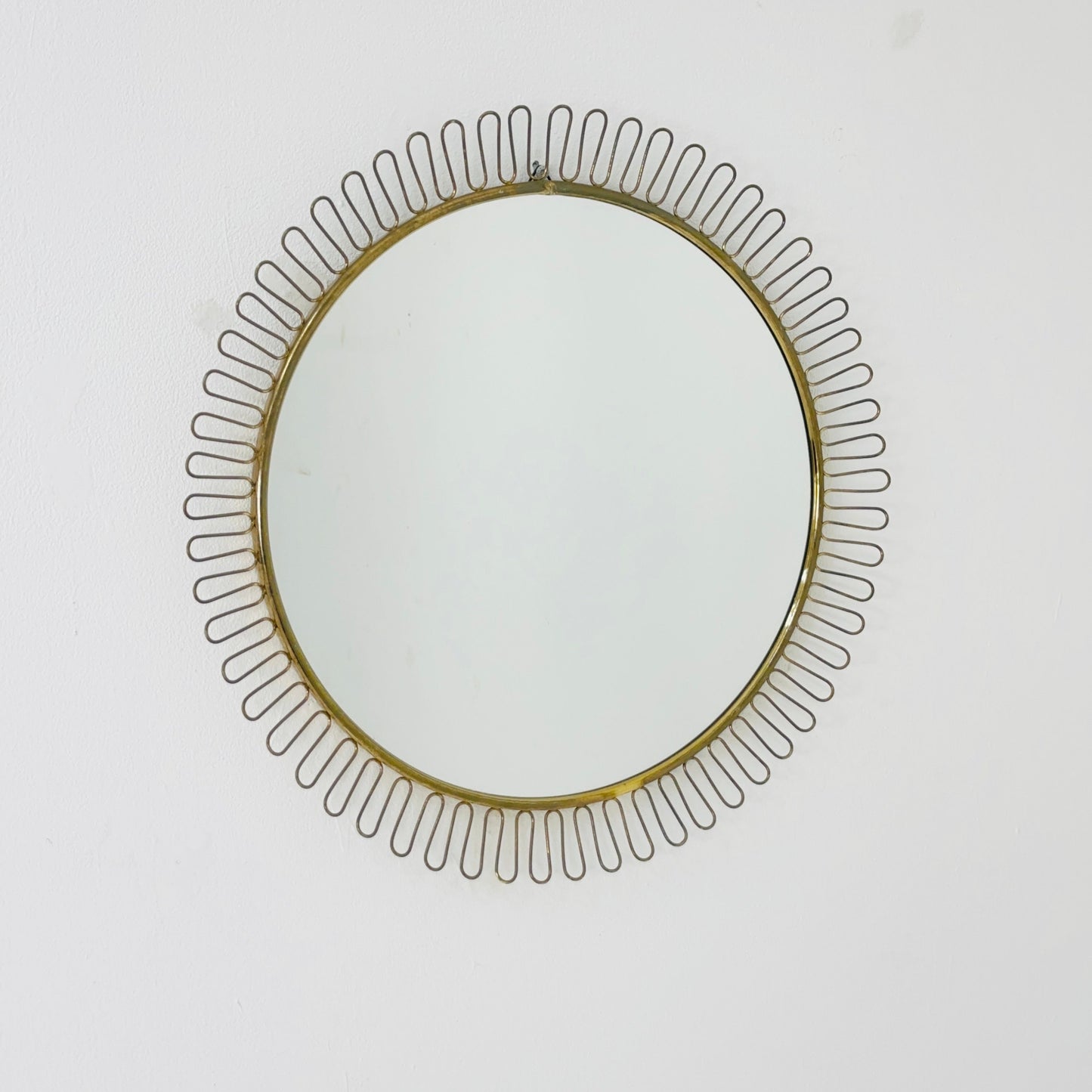 Mid-century wall mirror by Josef Frank Svenskt Tenn, Austria, Sweden, brass, 1950s