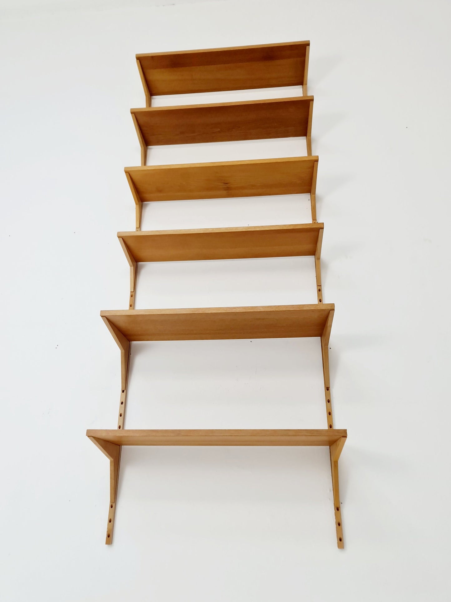 Midcentury Danish Oak Wall-Mounted Shelving Unit, by Poul Cadovius, 1960s