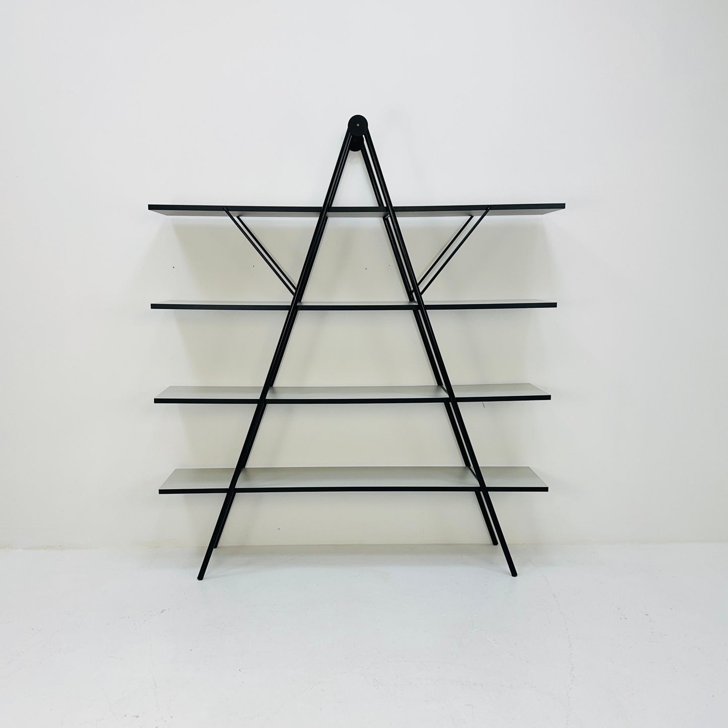 Bauhaus mid century triangle metal & wood shelf /book shelf system 1970s