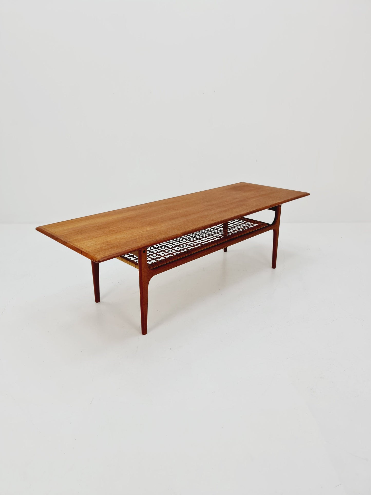 Mid century Danish Teak & Rattan Coffee table by Trioh Möbler Denmark, 1960s
