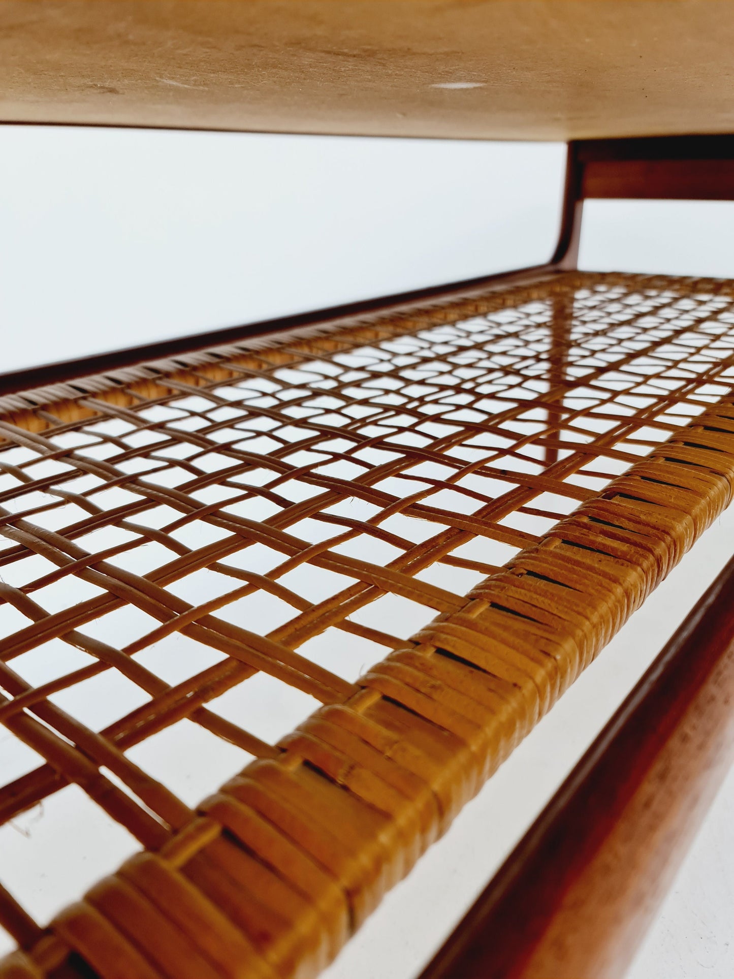 Mid century Danish Teak & Rattan Coffee table by Trioh Möbler Denmark, 1960s