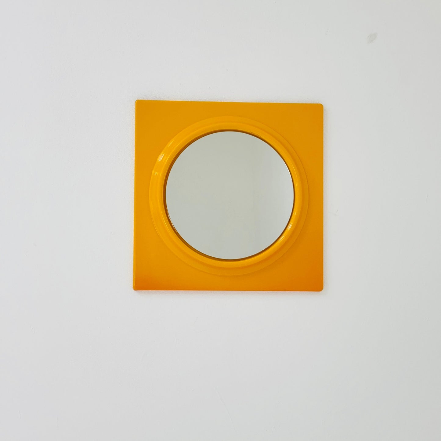 Space age orange square wall mirror 1970s