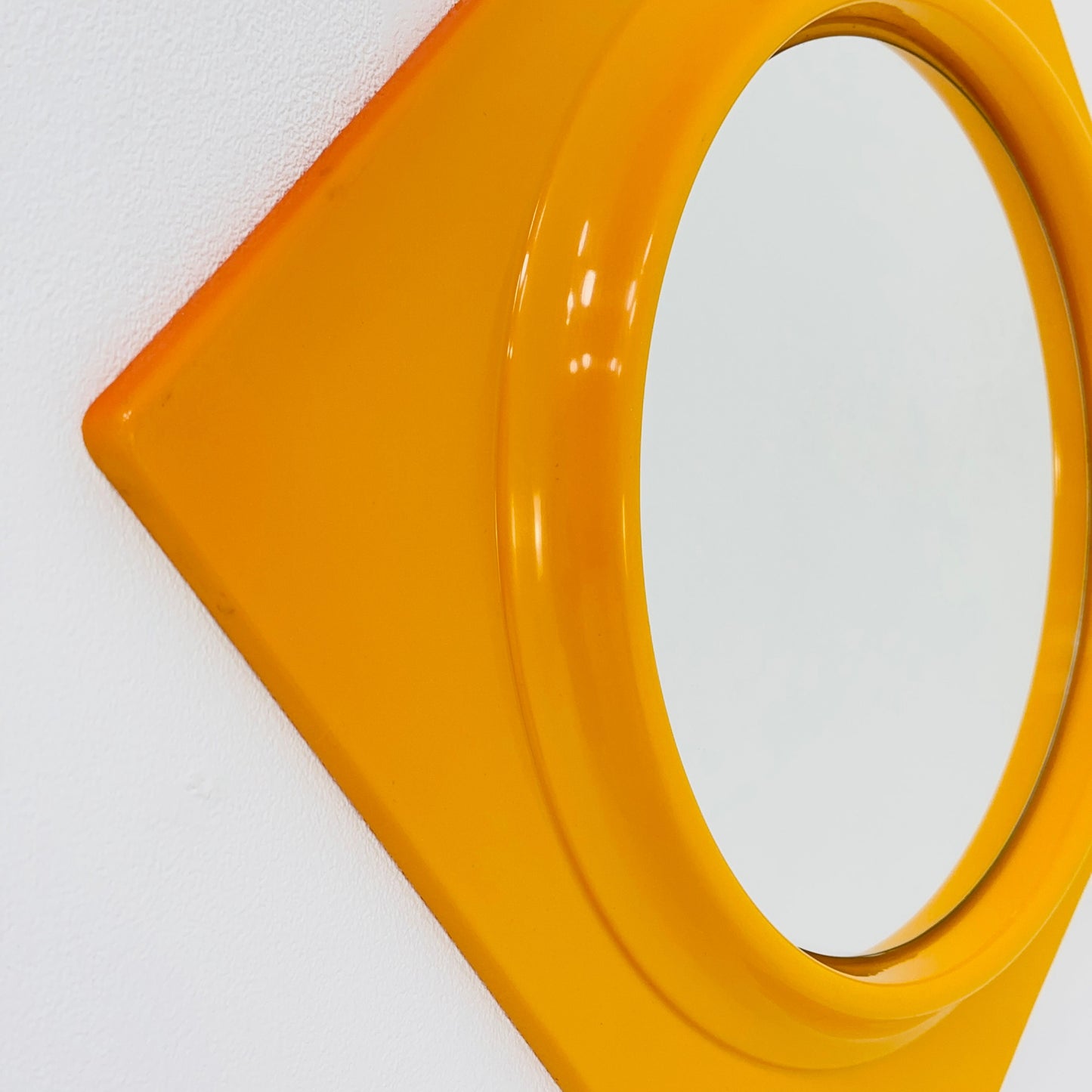Space age orange square wall mirror 1970s
