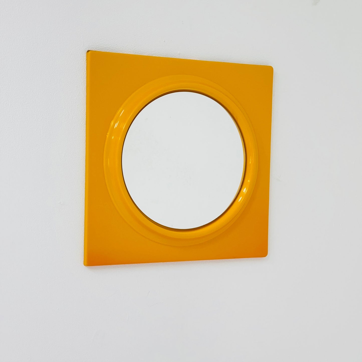 Space age orange square wall mirror 1970s
