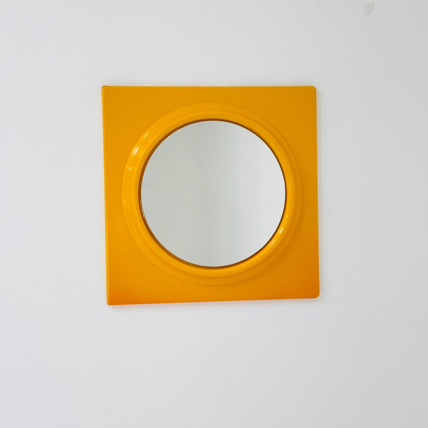 Space age orange square wall mirror 1970s