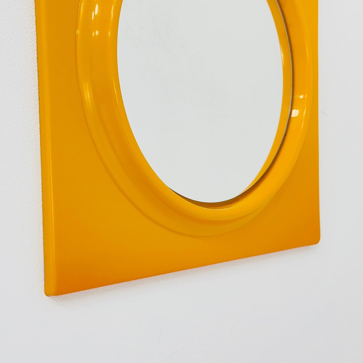Space age orange square wall mirror 1970s