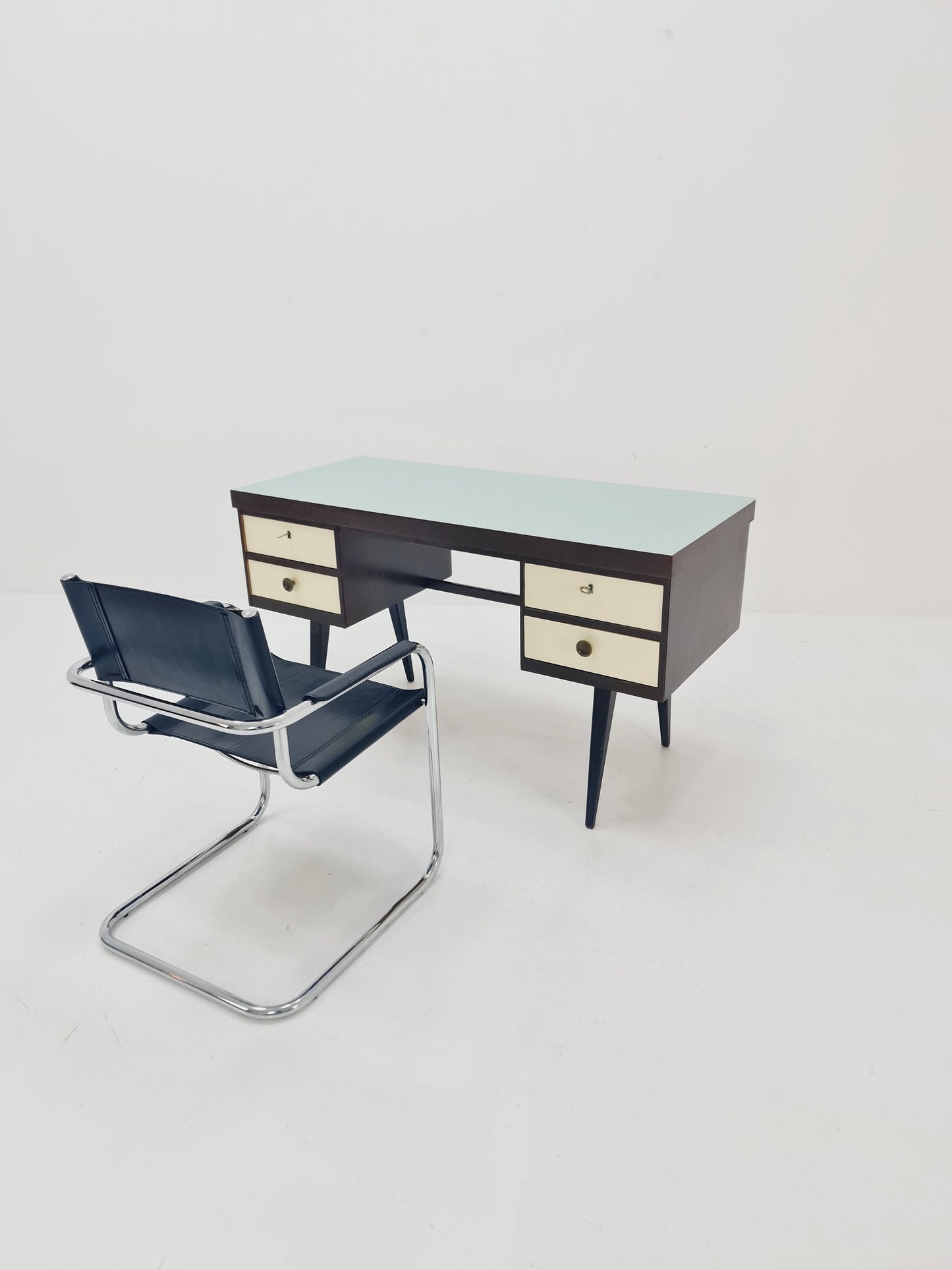 Mid century German Desk in Ash Wood and Formica by Horn Lippe for Ekawerk , 1950s