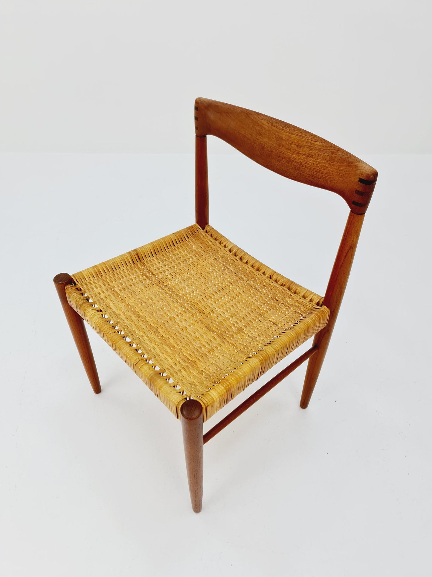 Danish teak & danish Rattan dining chair by H. W. Klein for Bramin, 1960s,