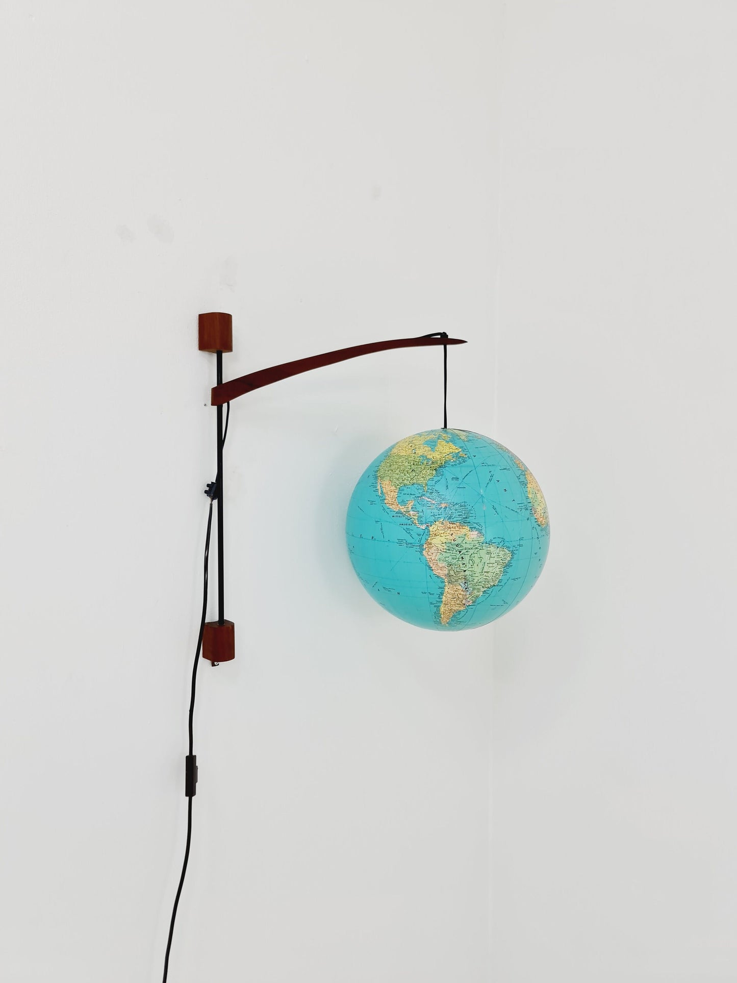German Teak vintage Globe wall lamp, 1960s