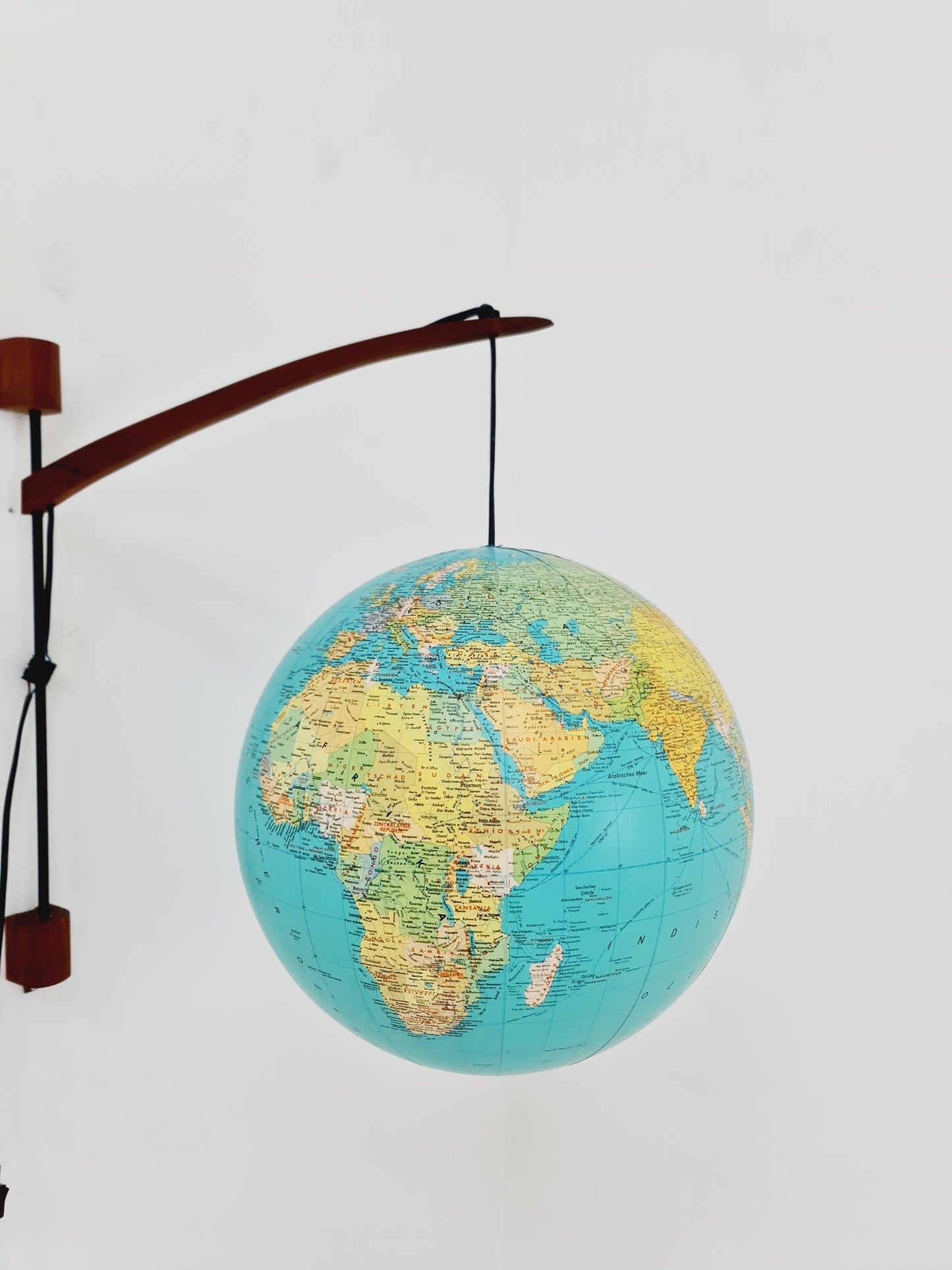 German Teak vintage Globe wall lamp, 1960s
