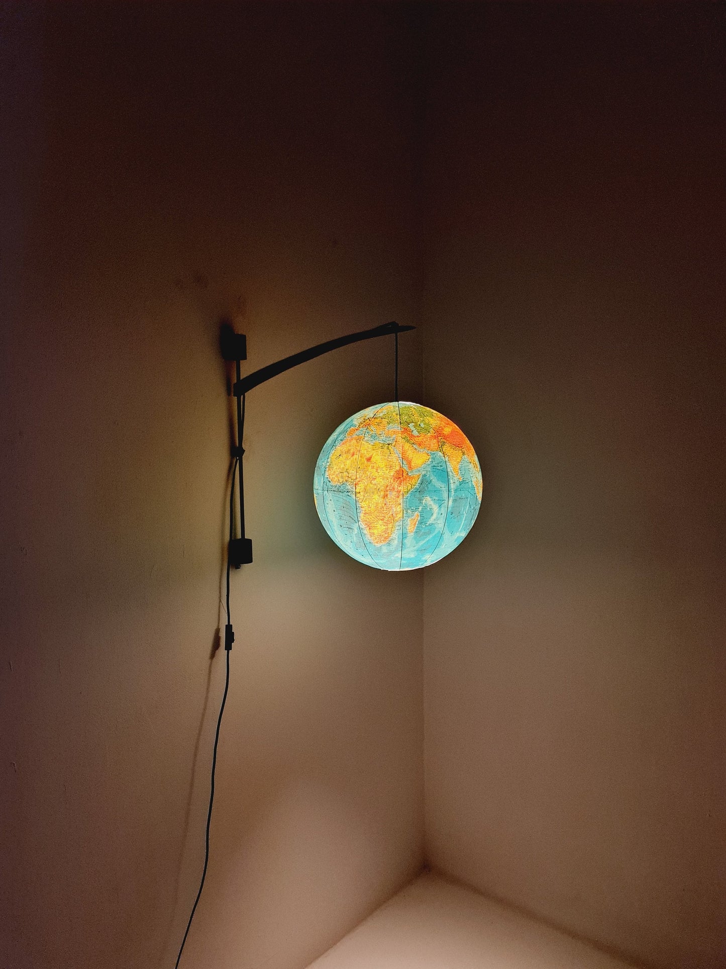 German Teak vintage Globe wall lamp, 1960s