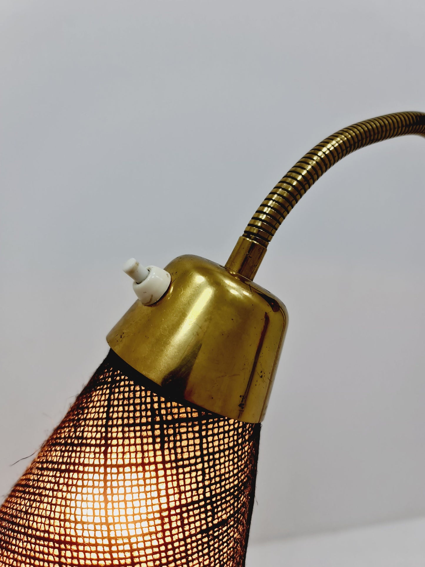 German Modern three flex arms brass floor lamp, tütenlampe, 1950s