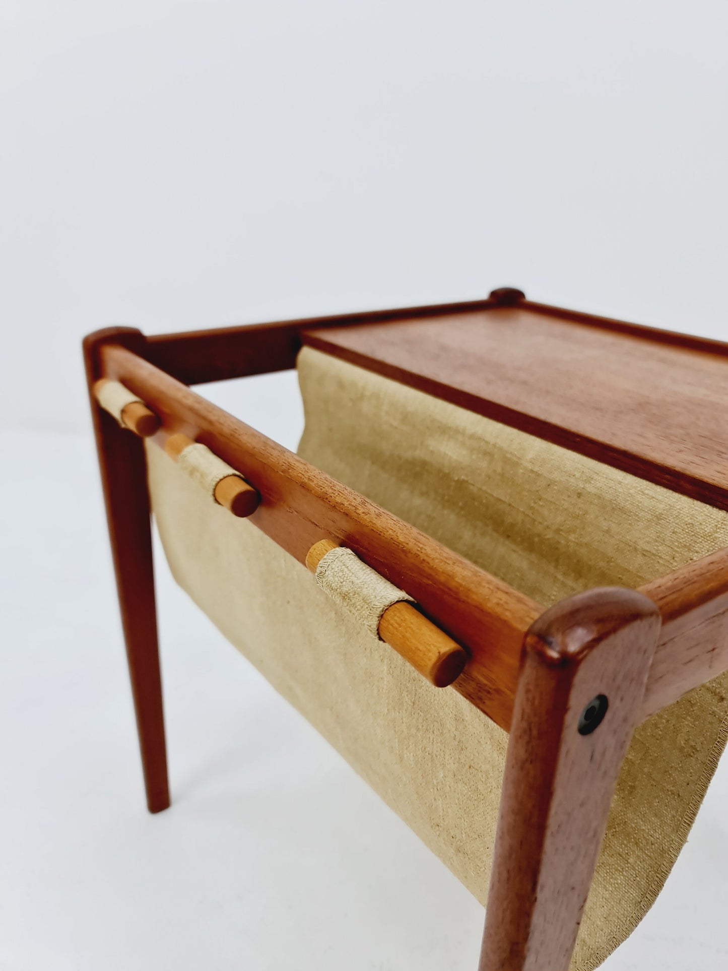Danish Mid century solid teak Side table magazine rack by Brdr.Furbo For spottrup , 1960s