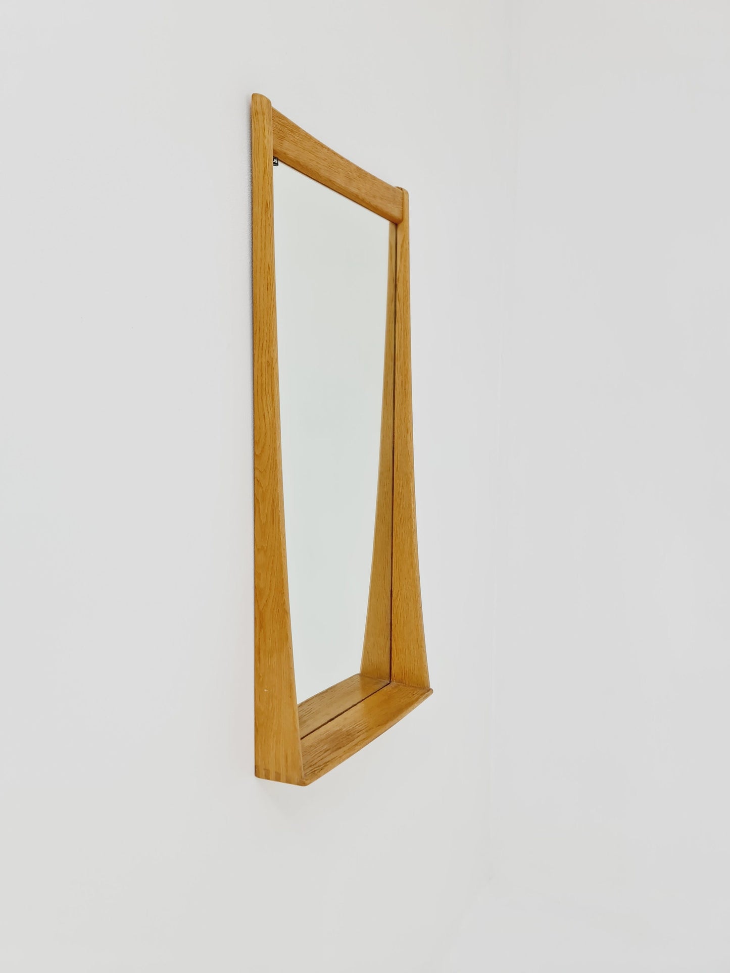 Oak Swedish mid-century Modern wall-mounted mirror By Luxus Sweden 1960s
