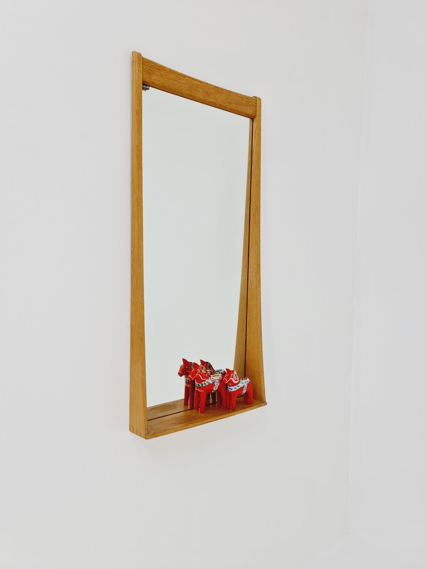 Oak Swedish mid-century Modern wall-mounted mirror By Luxus Sweden 1960s