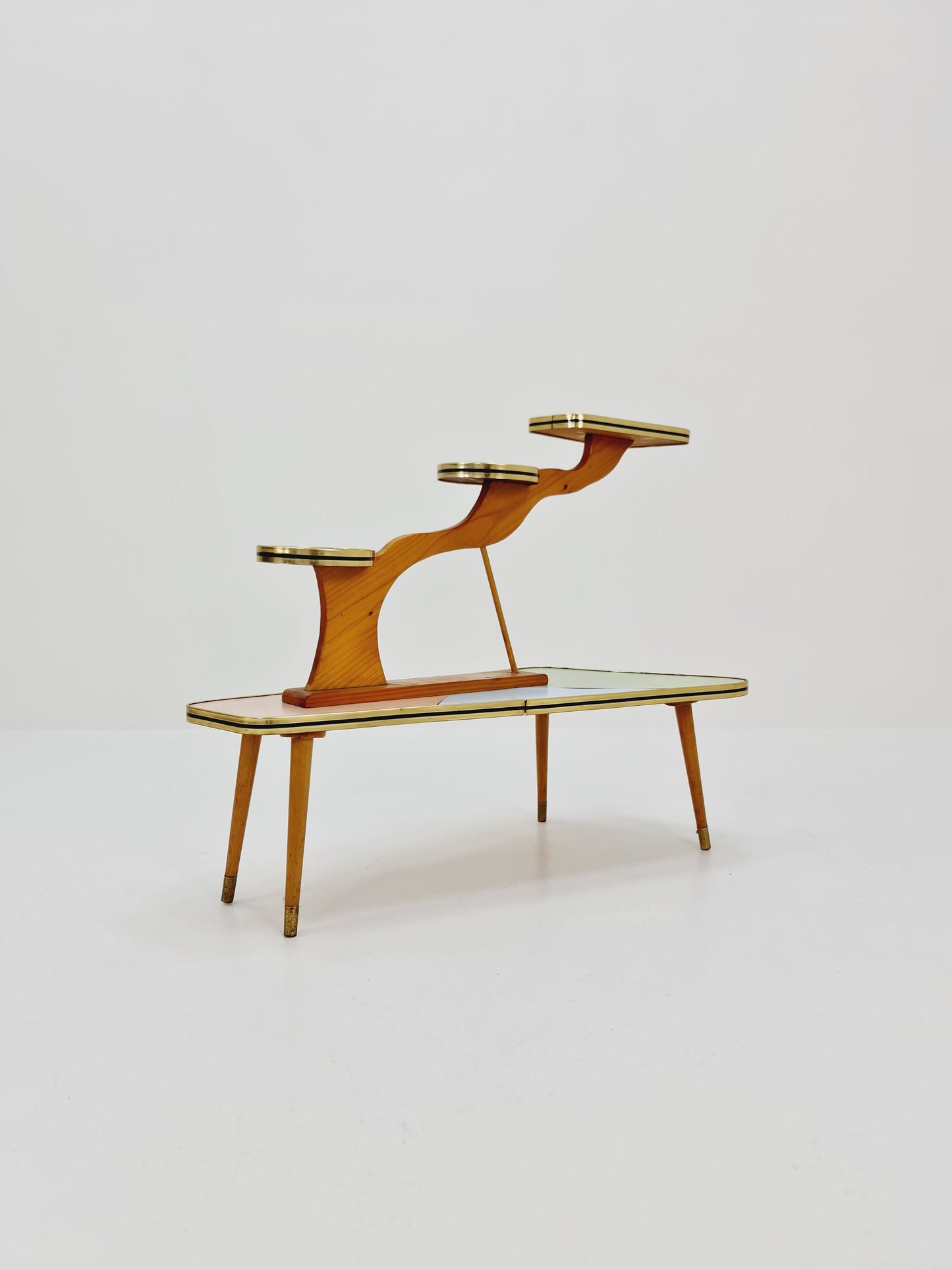 Big 1950s German Plant Stand, Colorful Vintage Mid-Century Minimalist Indoor Plant Stand Side Table Retro flower table
