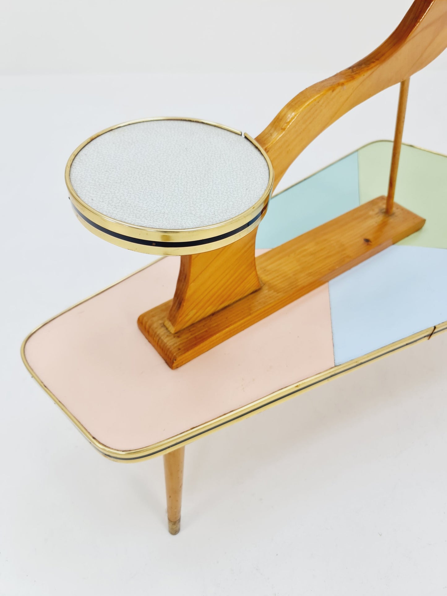 Big 1950s German Plant Stand, Colorful Vintage Mid-Century Minimalist Indoor Plant Stand Side Table Retro flower table