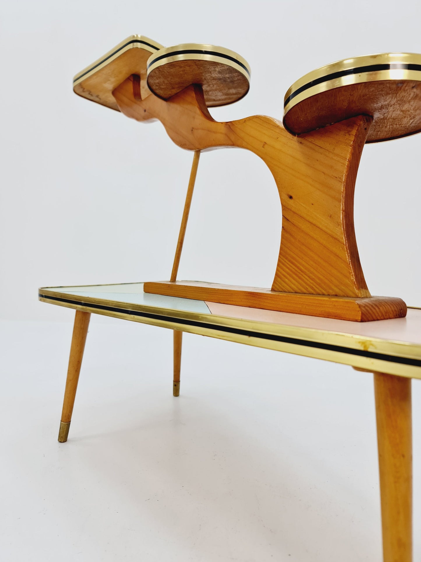 Big 1950s German Plant Stand, Colorful Vintage Mid-Century Minimalist Indoor Plant Stand Side Table Retro flower table