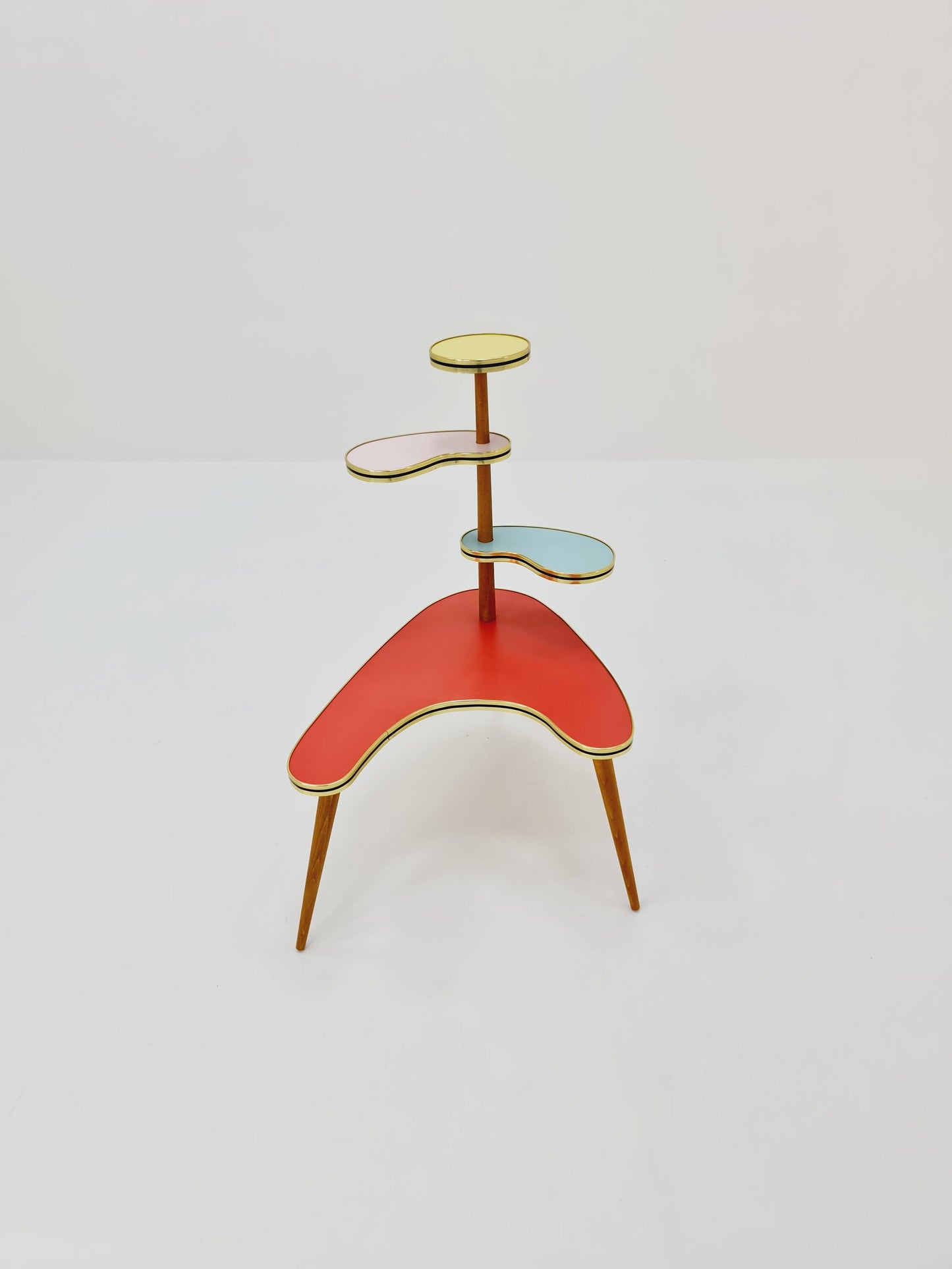 1950s German Plant Stand, Colorful Vintage Mid-Century Minimalist Indoor Plant Stand Side Table Retro flower table