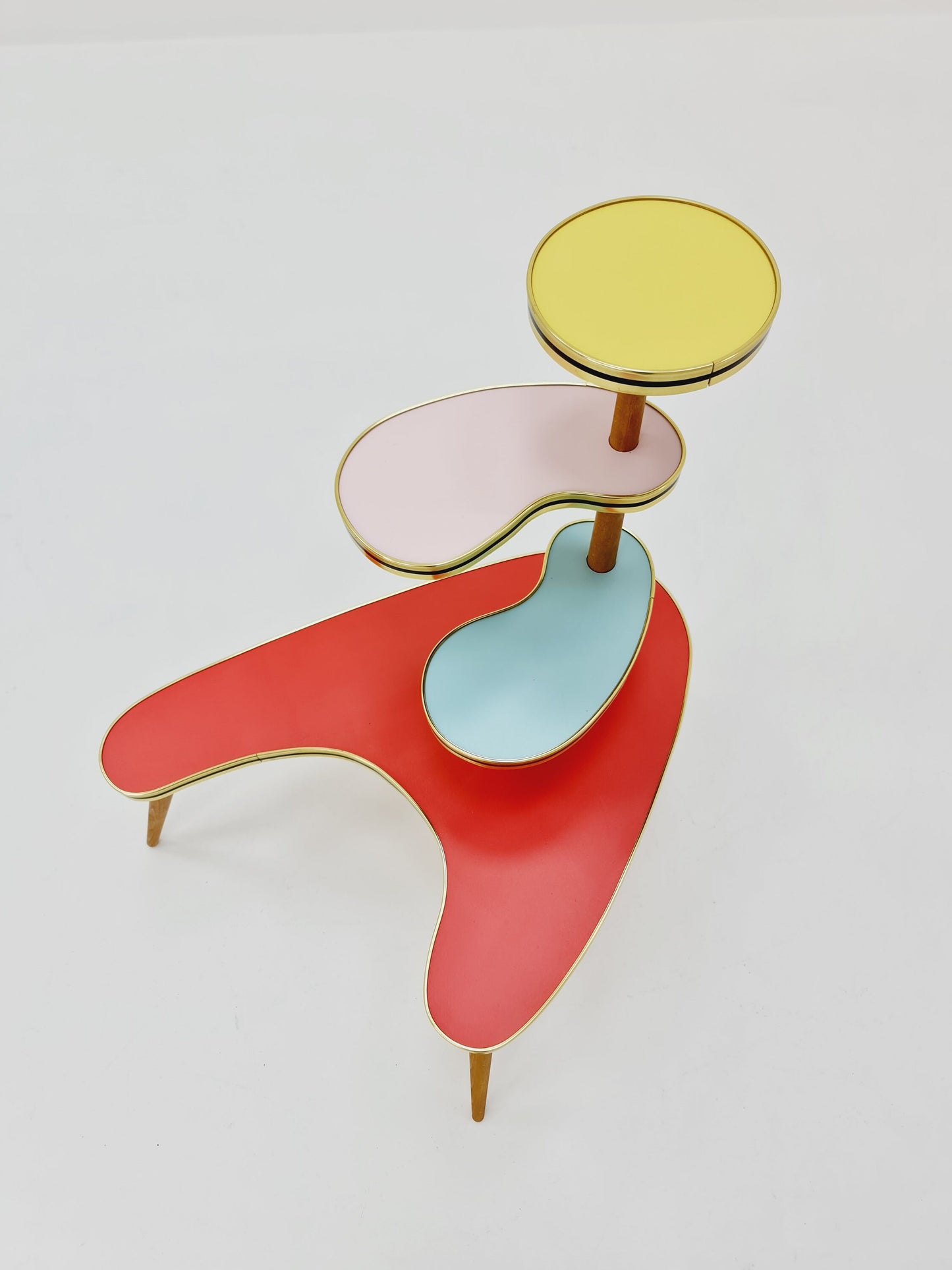 1950s German Plant Stand, Colorful Vintage Mid-Century Minimalist Indoor Plant Stand Side Table Retro flower table