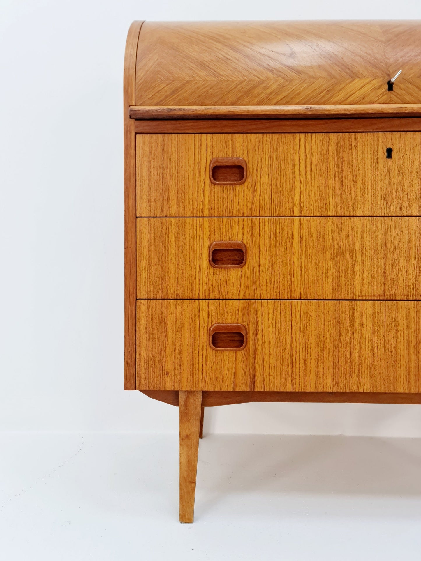 Midcentury vintage Roll-top desk Swedish secretary By Bröderna Gustafsson 1960s